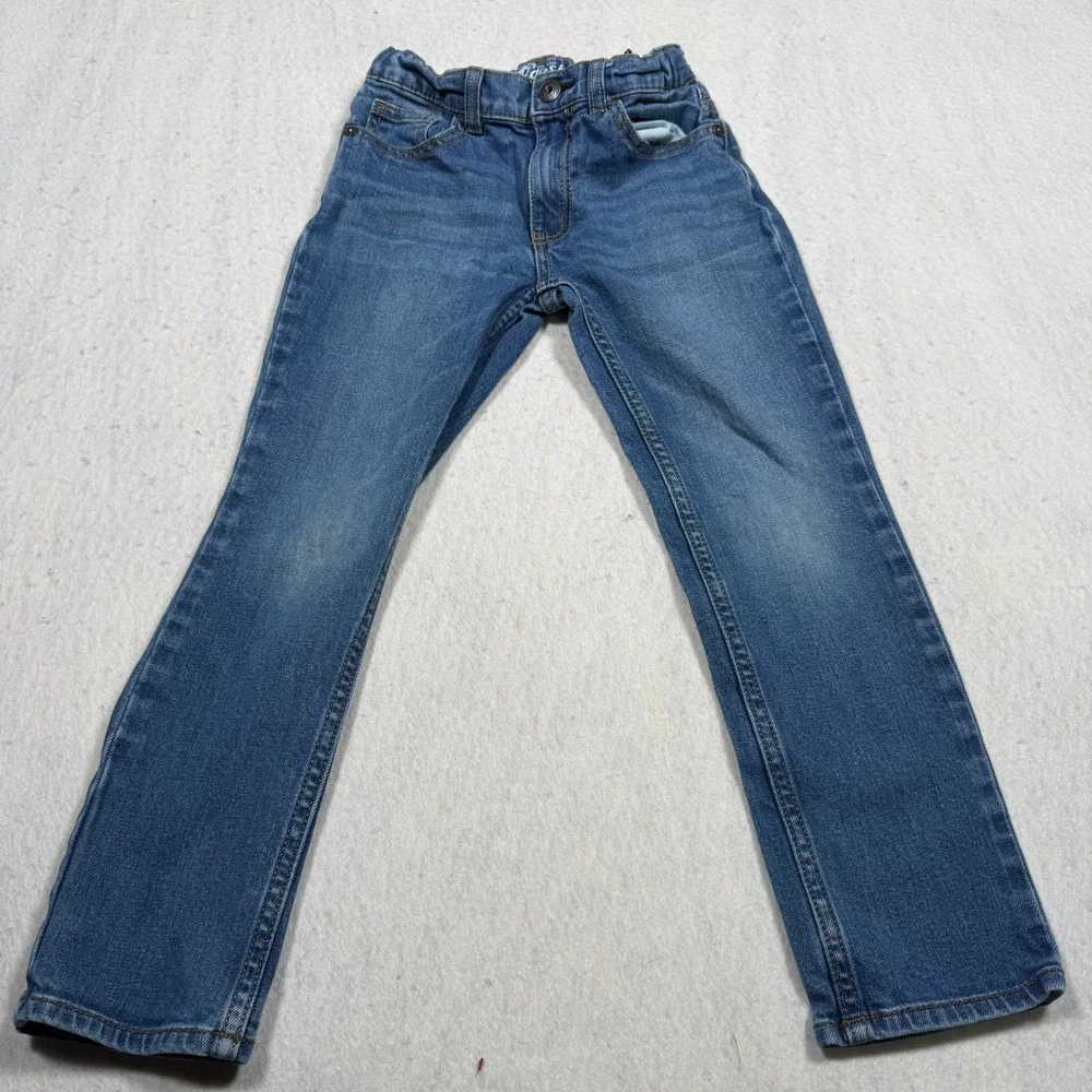 OshKosh Bgosh Kids Skinny Blue Jeans Medium Wash Adjustable Waist Size 7R